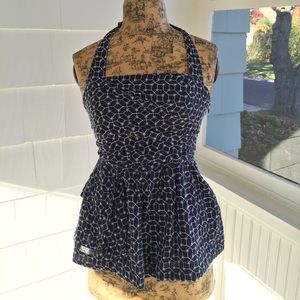 Embroidered Peplum Halter