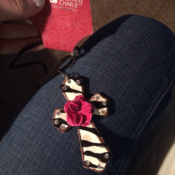 cross necklace with rose