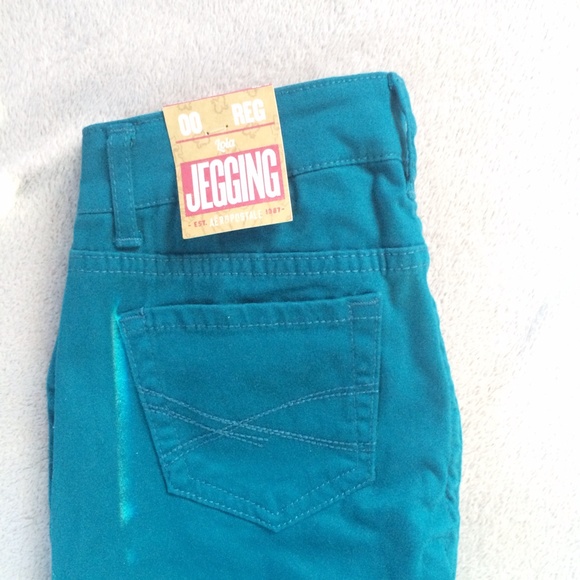 Teal Zippered Jeggings - Picture 3 of 4