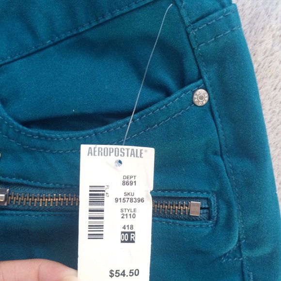 Teal Zippered Jeggings - Picture 4 of 4