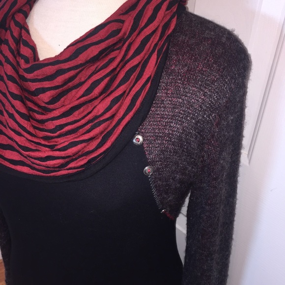 Dzhavael Couture Tops - Dzhavael couture red / grey tunic sweater Dzhavael Couture Tops - Dzhavael couture red / grey tunic sweater