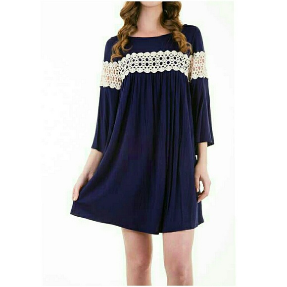 💖NEW BELL SLEEVE  DRESS WITH CROCHET Detail - Picture 2 of 3