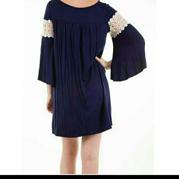 💖NEW BELL SLEEVE  DRESS WITH CROCHET Detail - Picture 3 of 3