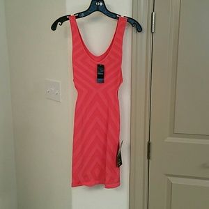 Bebe coral/neon bodycon dress