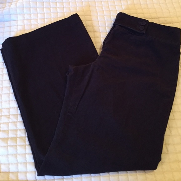 LOFT Pants - Wide leg; Black thin corduroy pants.