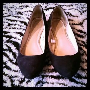 Black suede flats