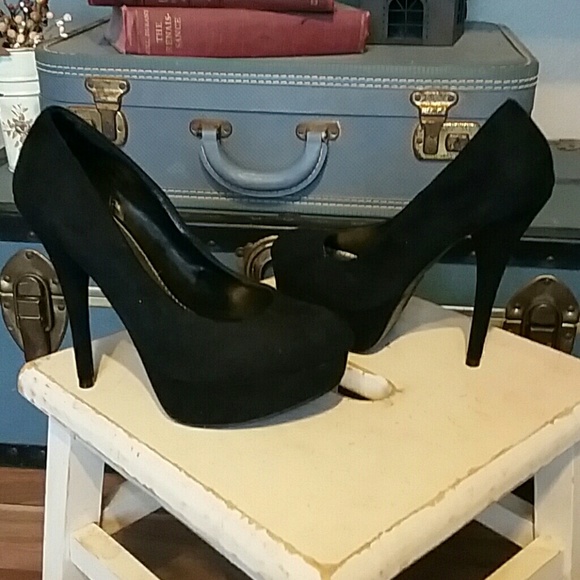 Black suede high heels 4 inch heels!