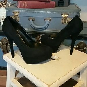 Black suede high heels 4 inch heels!