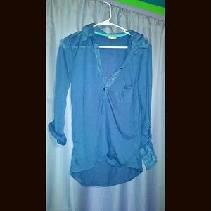 Blue High-low Long Sleeve