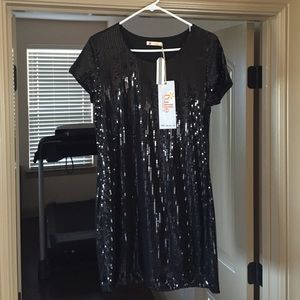 Black sequin mini dress