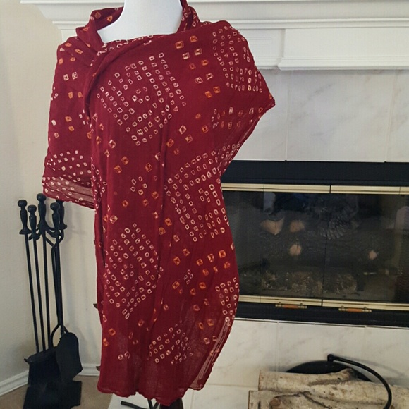 Deep red cotton wrap/scarf