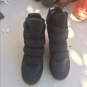 Black wedge sneaker heels