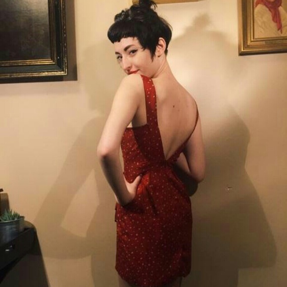 Red Silky Polka Dot Party Dress