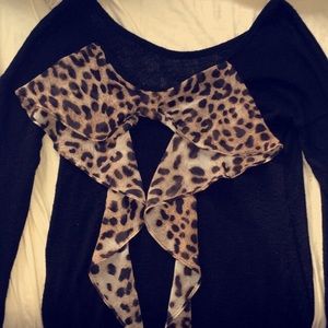 Long sleeve cheetah bow sweater