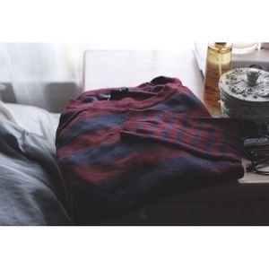 NEW! Maroon/Navy Striped Sweater