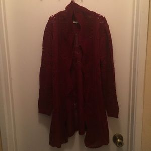 Dark red cardigan