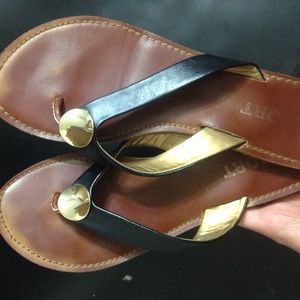 Black and Gold flip flops