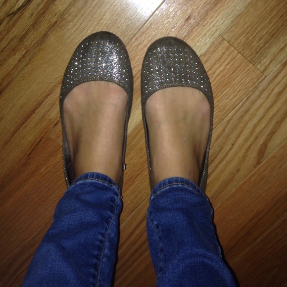 Grey and Silver Studded Flats