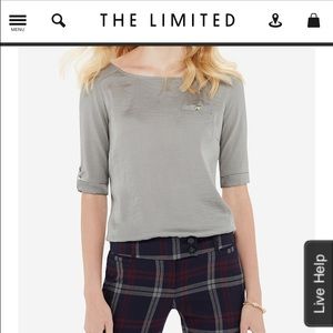 Silver/gray shirt sleeve silk and cotton blouse