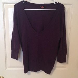 Forever21 Purple V-neck 3/4 Sleeve Sweater