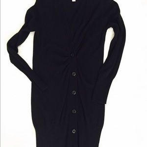 Long black cardigan.