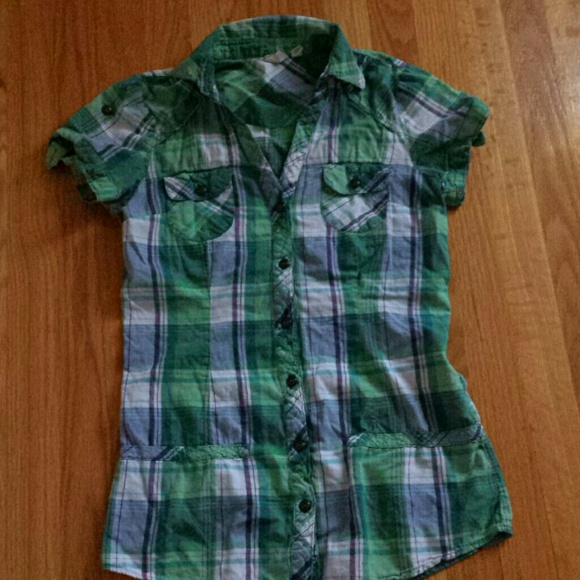 Plaid button down shirt by Mudd size small