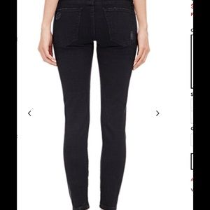 Current Elliot black stiletto skinny shredded jean