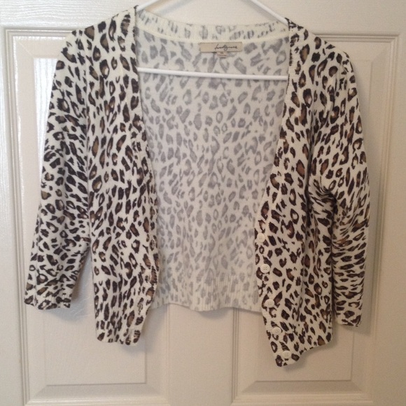 Forever21 3/4 Sleeve Leopard Cardigan