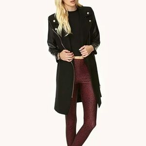 Forever 21 Faux Leather Wool-Trimmed Coat