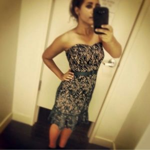 Forest green lace peplum dress