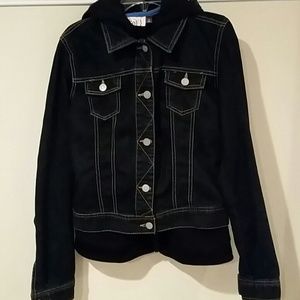 DARK JEAN JACKET WITH BLACK HOODIE