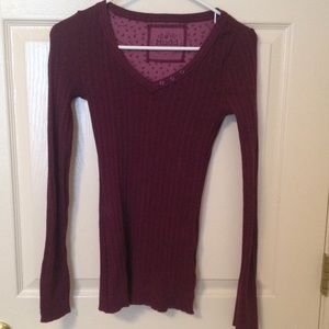 Purple V-Neck Long Sleeve Shirt