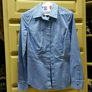 Blue button up blouse