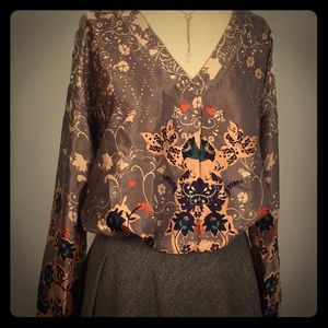 100% silk long sleeve top