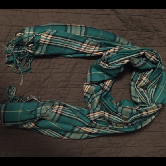 Teal burberry style pattern scarf