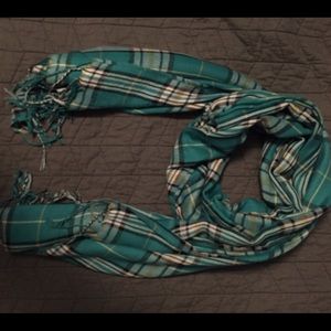 Teal burberry style pattern scarf
