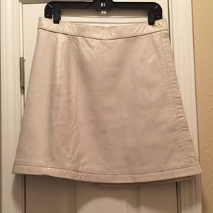 Winter White Wrap Leather Skirt