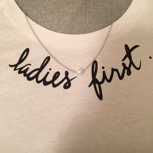 Zara "Ladies First" Pearl Necklace T Shirt