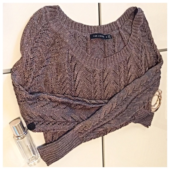 The Limited Tops - The Limited Bronze Open Knit Metallic Top