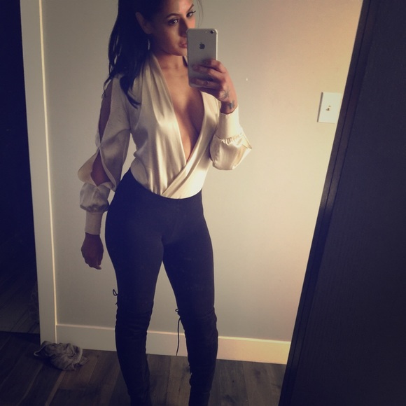 Gold silk Bebe Bodysuit