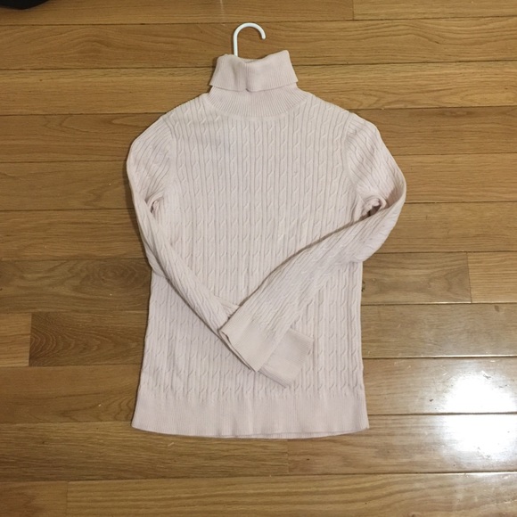 Talbots soft pink cable turtleneck