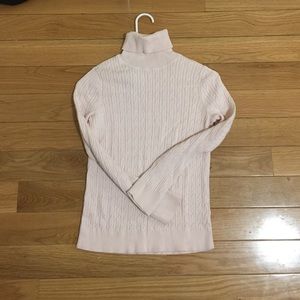 Talbots soft pink cable turtleneck