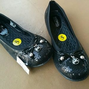Black Michael Kors sequin bow flats NWT