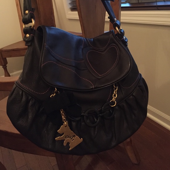 Juicy couture black leather hobo