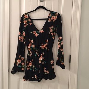 Floral bell short romper
