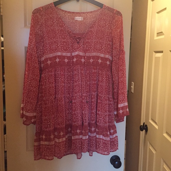 Altar'd State orange and cream dress