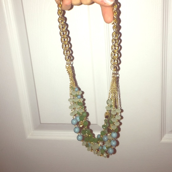 Green and blue statement necklace