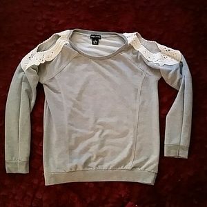 Gray sweatshirt with lace