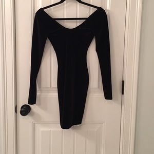 Classic black velvet mini dress