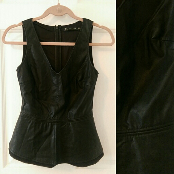 Zara Faux Leather Peplum Top